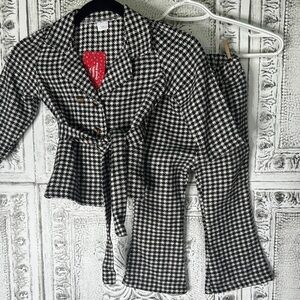 PatPat Black and White jacket and pants suit kids